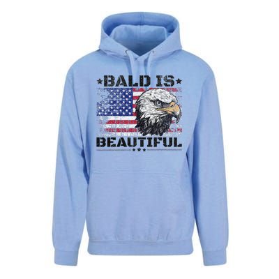 Bald Is Beautiful 4th Of July Independence Day America Eagle Unisex Surf Hoodie