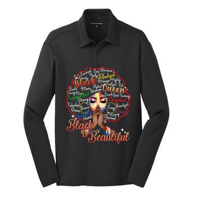 Black Is Beautiful Melanin Black History Month African Pride Gift Silk Touch Performance Long Sleeve Polo