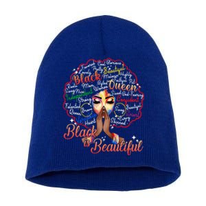 Black Is Beautiful Melanin Black History Month African Pride Gift Short Acrylic Beanie