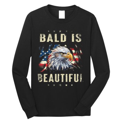 Bald Is Beautiful 4th Of July Independence Day America Eagle Long Sleeve Shirt