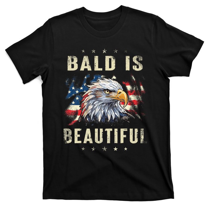 Bald Is Beautiful 4th Of July Independence Day America Eagle T-Shirt