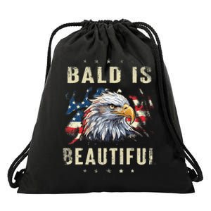 Bald Is Beautiful 4th Of July Independence Day America Eagle Drawstring Bag