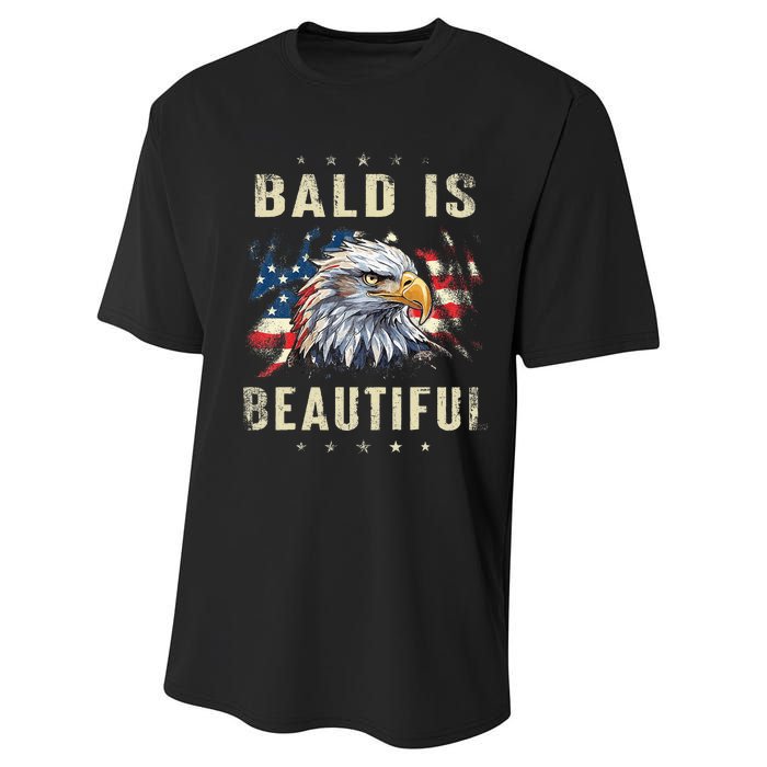 Bald Is Beautiful 4th Of July Independence Day America Eagle Performance Sprint T-Shirt