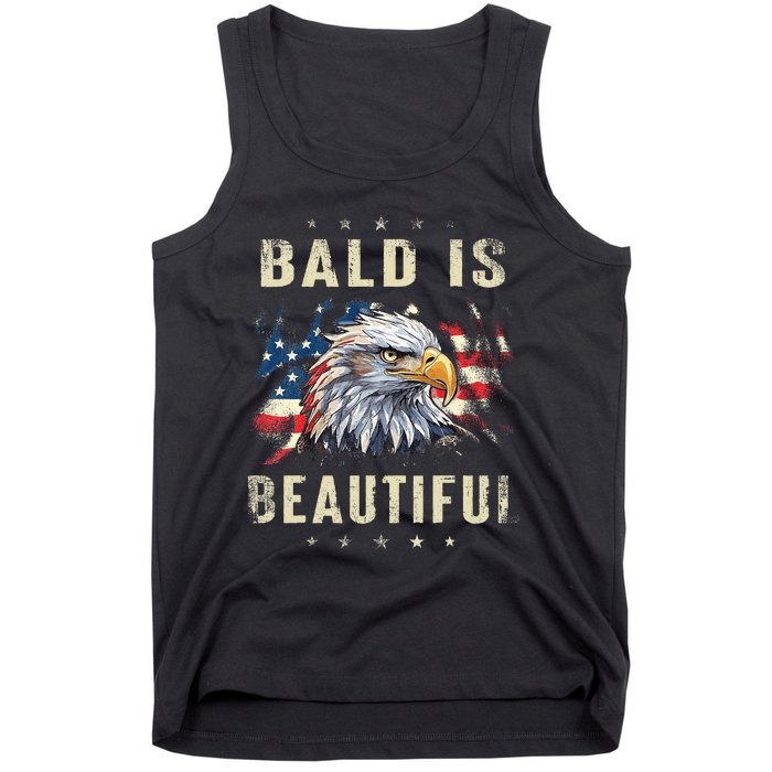 Bald Is Beautiful 4th Of July Independence Day America Eagle Tank Top