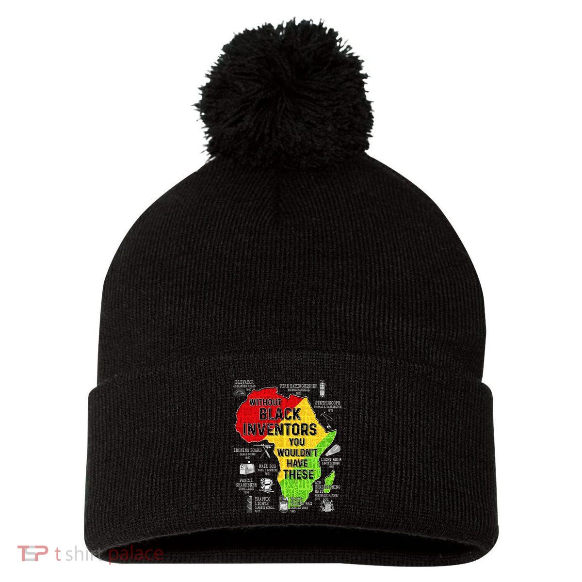 Black Inventors Black Excellence Black History Pom Pom 12in Knit Beanie