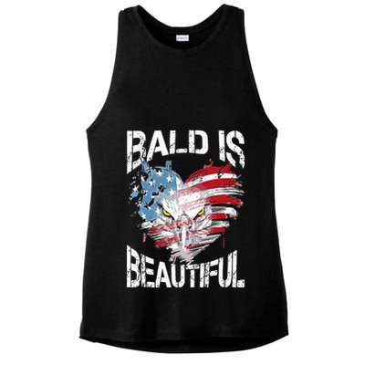 Bald Is Beautiful 4th Of July Independence Day America Eagle Ladies PosiCharge Tri-Blend Wicking Tank