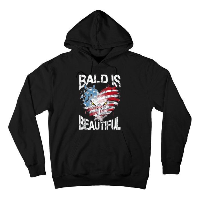 Bald Is Beautiful 4th Of July Independence Day America Eagle Hoodie