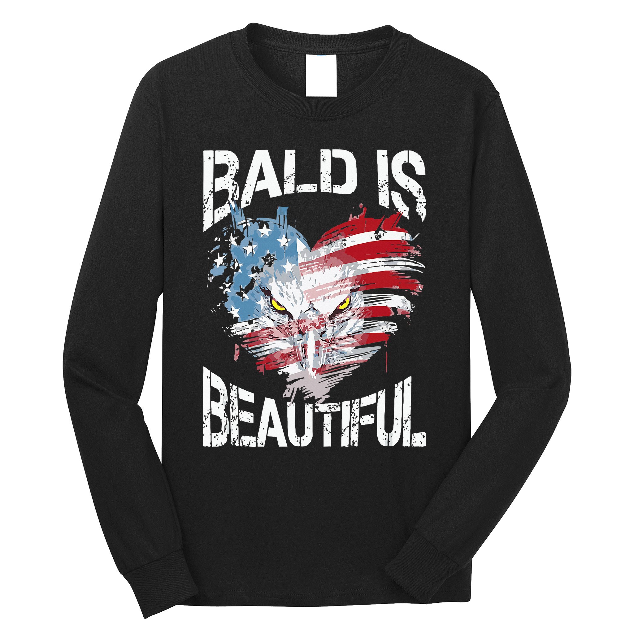 Bald Is Beautiful 4th Of July Independence Day America Eagle Long Sleeve Shirt