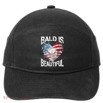 Bald Is Beautiful 4th Of July Independence Day America Eagle 7-Panel Snapback Hat