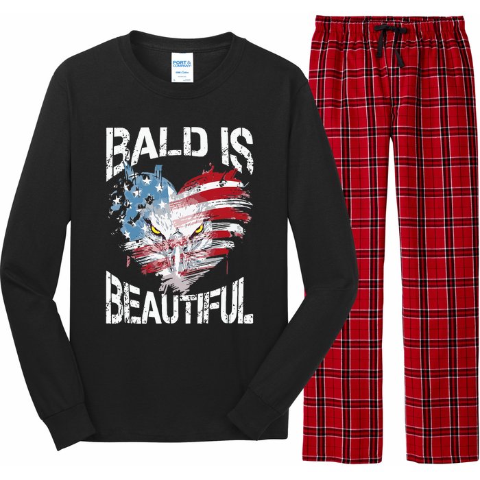 Bald Is Beautiful 4th Of July Independence Day America Eagle Long Sleeve Pajama Set