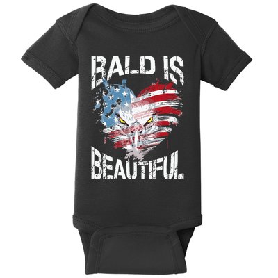 Bald Is Beautiful 4th Of July Independence Day America Eagle Baby Bodysuit