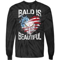 Bald Is Beautiful 4th Of July Independence Day America Eagle Tie-Dye Long Sleeve Shirt