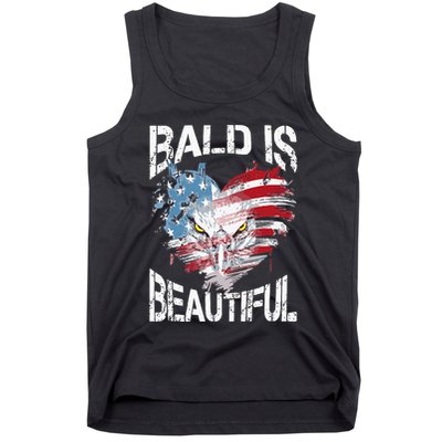 Bald Is Beautiful 4th Of July Independence Day America Eagle Tank Top