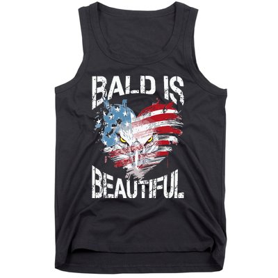 Bald Is Beautiful 4th Of July Independence Day America Eagle Tank Top