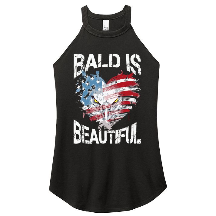 Bald Is Beautiful 4th Of July Independence Day America Eagle Women's Perfect Tri Rocker Tank