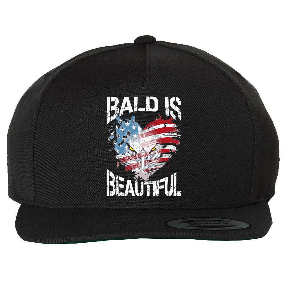 Bald Is Beautiful 4th Of July Independence Day America Eagle Wool Snapback Cap