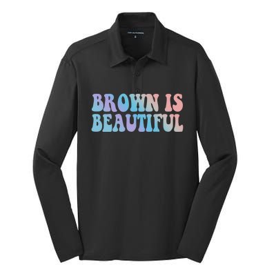 Brown Is Beautiful Hispanic Latina Latino Latin America Gift Silk Touch Performance Long Sleeve Polo