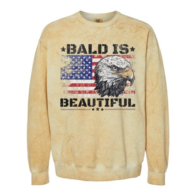 Bald Is Beautiful 4th Of July Independence Day America Eagle Colorblast Crewneck Sweatshirt