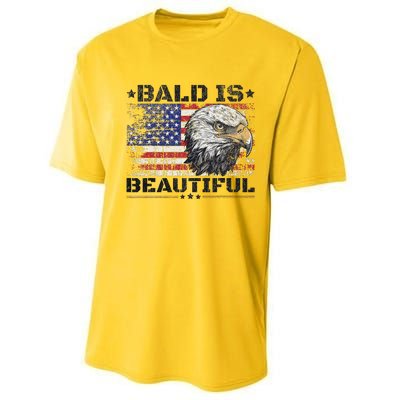 Bald Is Beautiful 4th Of July Independence Day America Eagle Performance Sprint T-Shirt