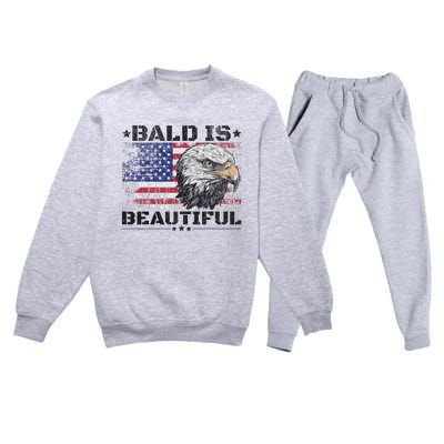 Bald Is Beautiful 4th Of July Independence Day America Eagle Premium Crewneck Sweatsuit Set