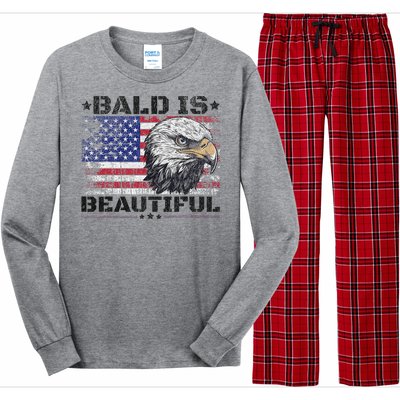 Bald Is Beautiful 4th Of July Independence Day America Eagle Long Sleeve Pajama Set