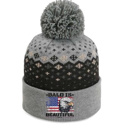 Bald Is Beautiful 4th Of July Independence Day America Eagle The Baniff Cuffed Pom Beanie