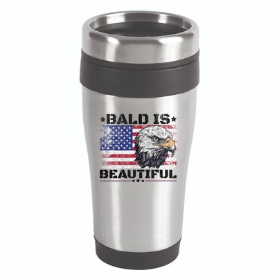 Bald Is Beautiful 4th Of July Independence Day America Eagle 16oz Travel Tumbler