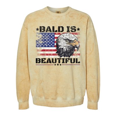 Bald Is Beautiful 4th Of July Independence Day America Eagle Colorblast Crewneck Sweatshirt