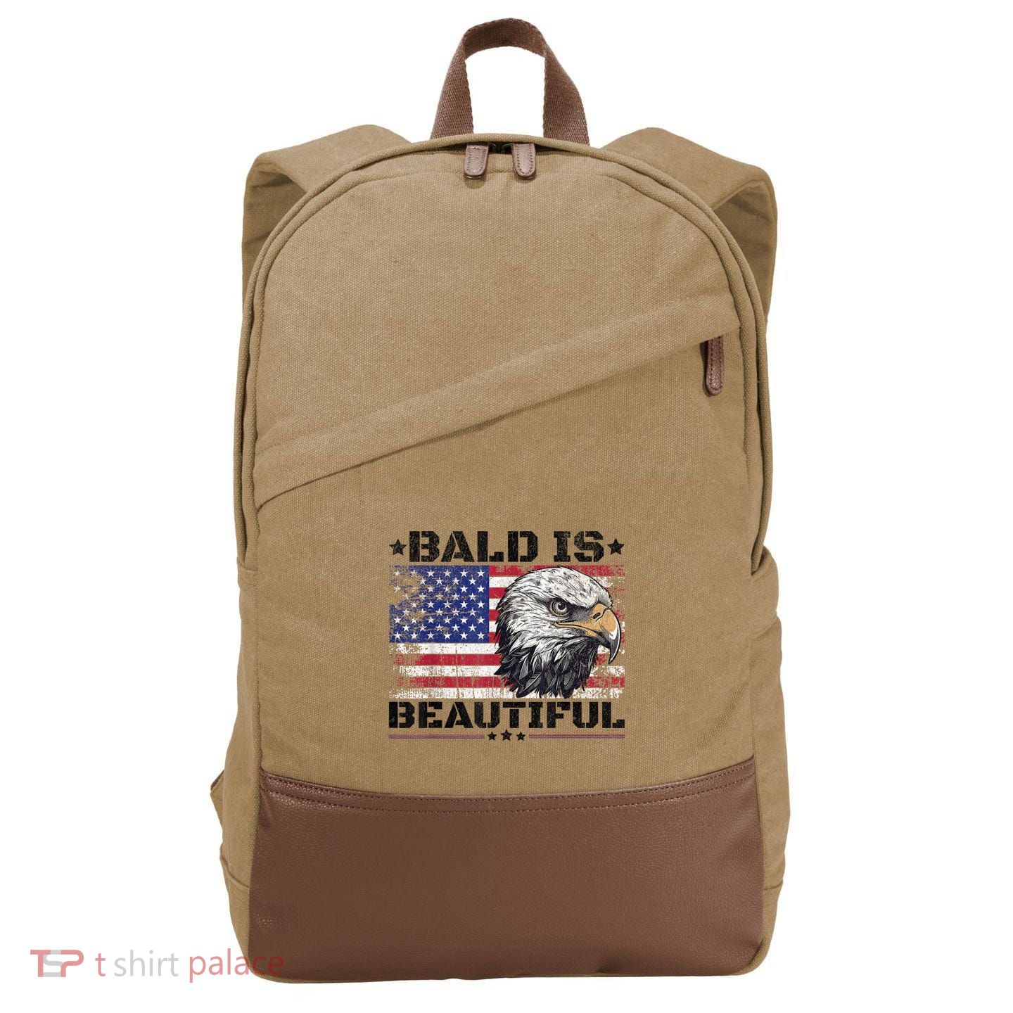 Bald Is Beautiful 4th Of July Independence Day America Eagle Cotton Canvas Backpack