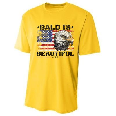 Bald Is Beautiful 4th Of July Independence Day America Eagle Performance Sprint T-Shirt