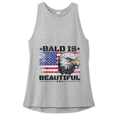 Bald Is Beautiful 4th Of July Independence Day America Eagle Ladies PosiCharge Tri-Blend Wicking Tank