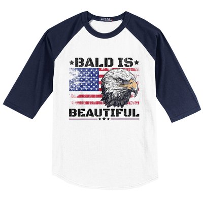 Bald Is Beautiful 4th Of July Independence Day America Eagle Baseball Sleeve Shirt