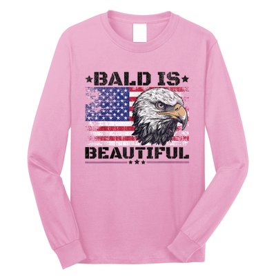 Bald Is Beautiful 4th Of July Independence Day America Eagle Long Sleeve Shirt