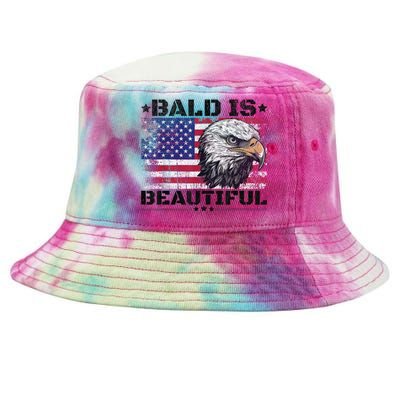 Bald Is Beautiful 4th Of July Independence Day America Eagle Tie-Dyed Bucket Hat