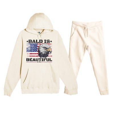 Bald Is Beautiful 4th Of July Independence Day America Eagle Premium Hooded Sweatsuit Set