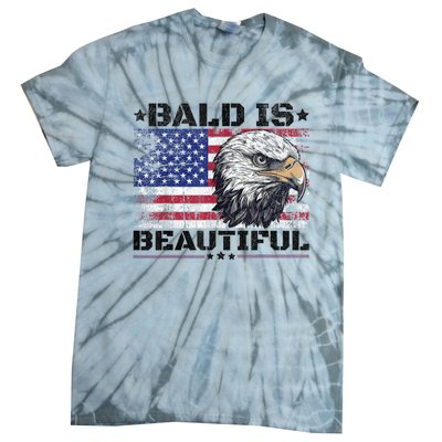 Bald Is Beautiful 4th Of July Independence Day America Eagle Tie-Dye T-Shirt