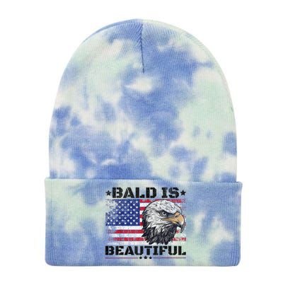 Bald Is Beautiful 4th Of July Independence Day America Eagle Tie Dye 12in Knit Beanie