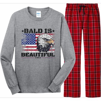 Bald Is Beautiful 4th Of July Independence Day America Eagle Long Sleeve Pajama Set