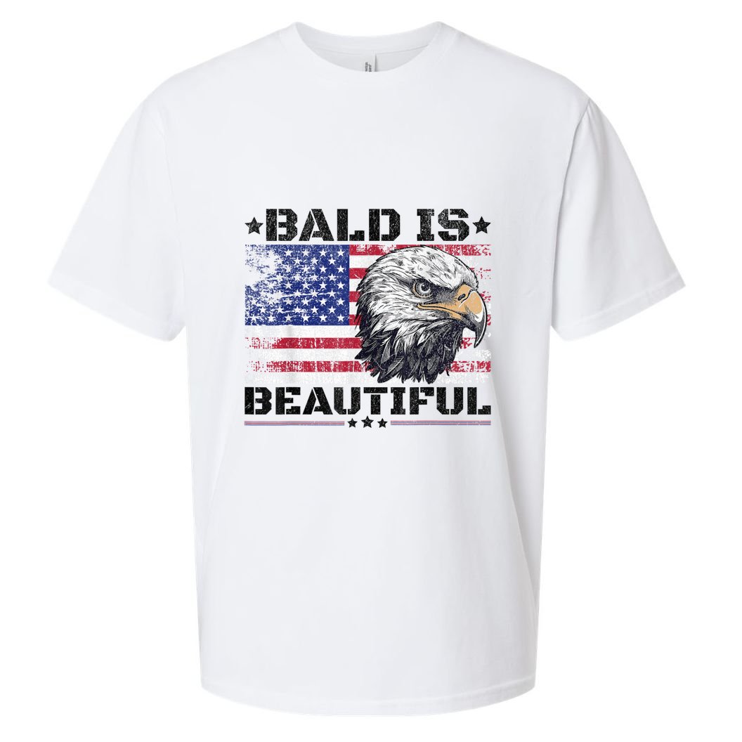 Bald Is Beautiful 4th Of July Independence Day America Eagle Sueded Cloud Jersey T-Shirt