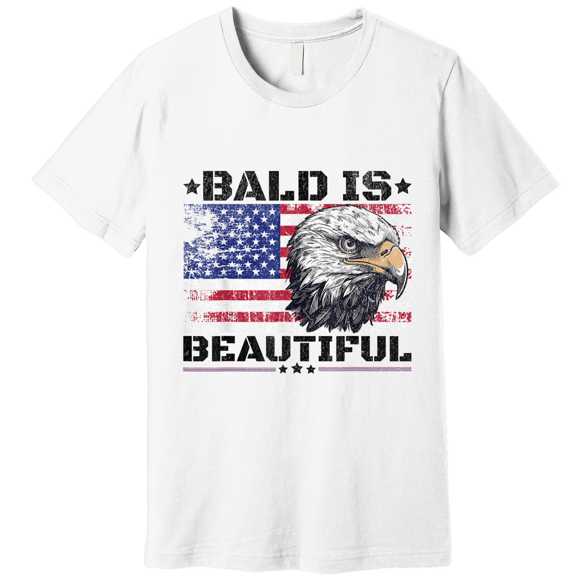 Bald Is Beautiful 4th Of July Independence Day America Eagle Premium T-Shirt