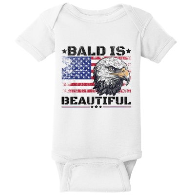 Bald Is Beautiful 4th Of July Independence Day America Eagle Baby Bodysuit