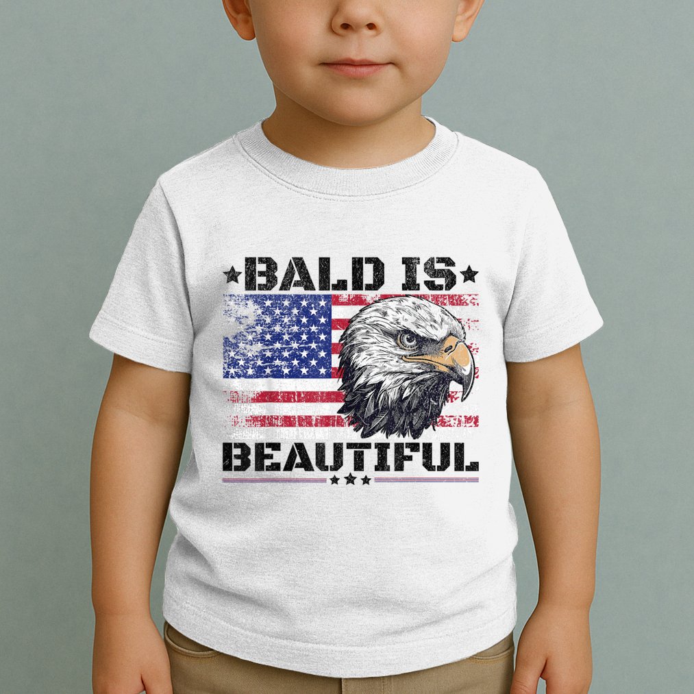 Bald Is Beautiful 4th Of July Independence Day America Eagle Toddler T-Shirt