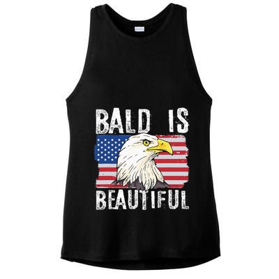 Bald Is Beautiful 4th Of July Independence Day Bald Eagle Ladies PosiCharge Tri-Blend Wicking Tank