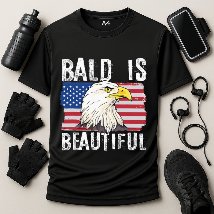 Bald Is Beautiful 4th Of July Independence Day Bald Eagle Cooling Performance Crew T-Shirt
