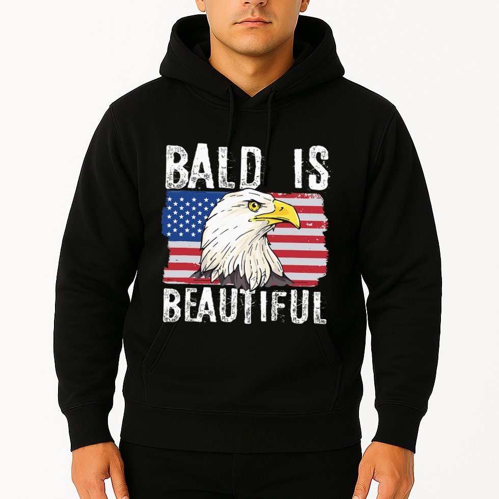Bald Is Beautiful 4th Of July Independence Day Bald Eagle Hoodie