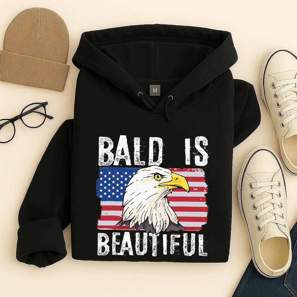Bald Is Beautiful 4th Of July Independence Day Bald Eagle Hoodie