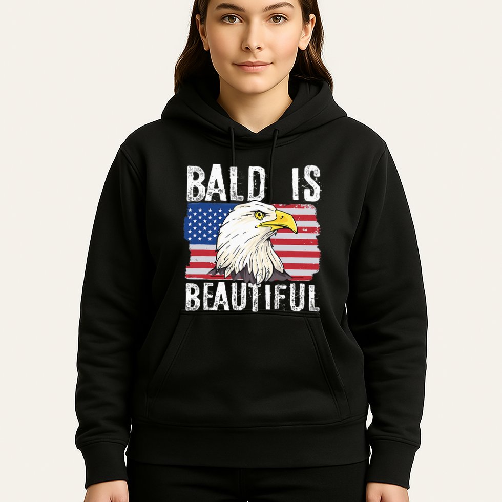 Bald Is Beautiful 4th Of July Independence Day Bald Eagle Hoodie