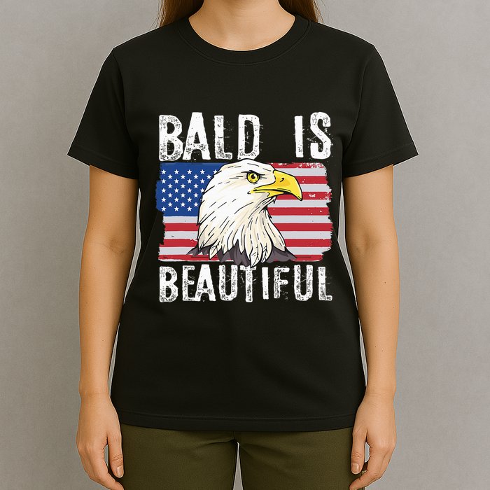 Bald Is Beautiful 4th Of July Independence Day Bald Eagle T-Shirt