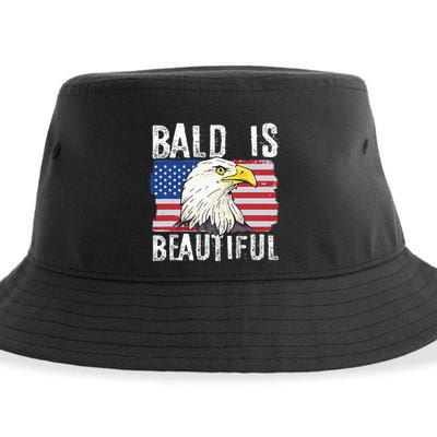 Bald Is Beautiful 4th Of July Independence Day Bald Eagle Sustainable Bucket Hat