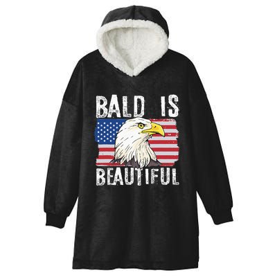 Bald Is Beautiful 4th Of July Independence Day Bald Eagle Hooded Wearable Blanket